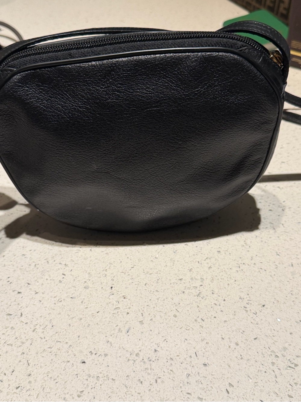 Fendi Black Leather Shoulder Bag with Embossed Center Stripe - Picture 4 of 11